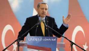 Turkish Prime Minister Recep Tayyip Erdogan speaks during the inauguration ceremony of a Turkish Trauma and Emergency hospital in the southern port city of Sidon, Lebanon, Thursday, Nov. 25, 2010.  Photo by: AP