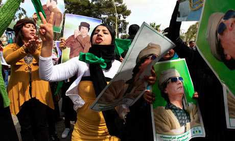 Gaddafi supporters stage a rally