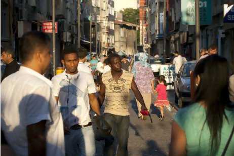 African immigrants on the streets of the Kumkapi district in Istanbul.  Kerem Uzel / Narphotos