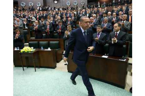 Turkish prime minister Recep Tayyip Erdogan yesterday after he addressed members of his ruling Justice and Development Party at the parliament in Ankara. ADEM ALTAN / AFP PHOTO