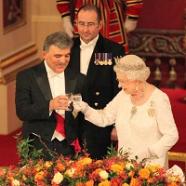 The Queen and president of Turkey, Abdullah Gul, attend a state banquet at Buckingham Palace