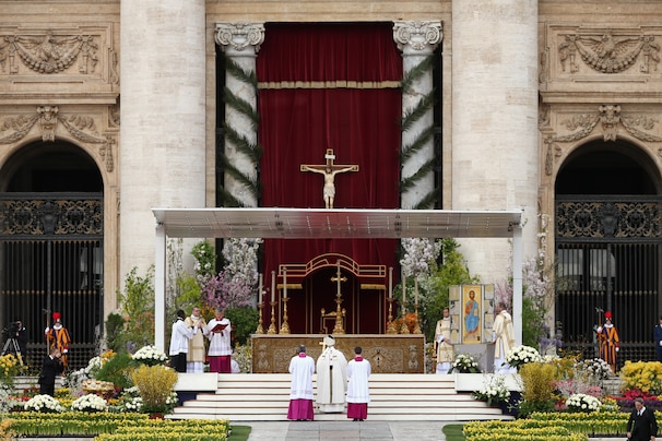 Pope Francis celebrates first Easter as pontiff praying for peace before huge Vatican crowd