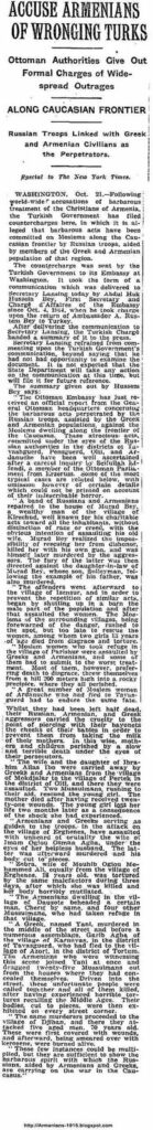 10 NYT october 22 1915 Russian Troops Linked with Greek and Armenian Civillians As The Perpetrators