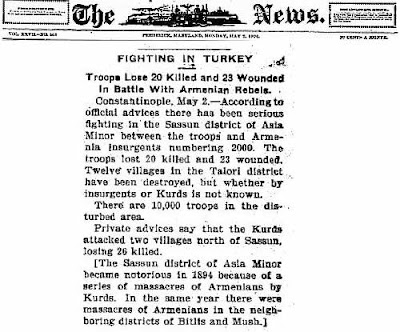 Armenian Rebels Killed 20 Wounded 23 in Turkey The News 2 May 1904