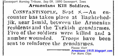 Davenport Morning Tribune Davenport Iowa 9 Sep 1890 1 Armenians Attack Turks