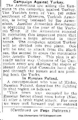 Fort Wayne News The 1914 11 07 Armenians Aiding Russians in Campaign Against Turkey Fort Wayne News 1914 11 07