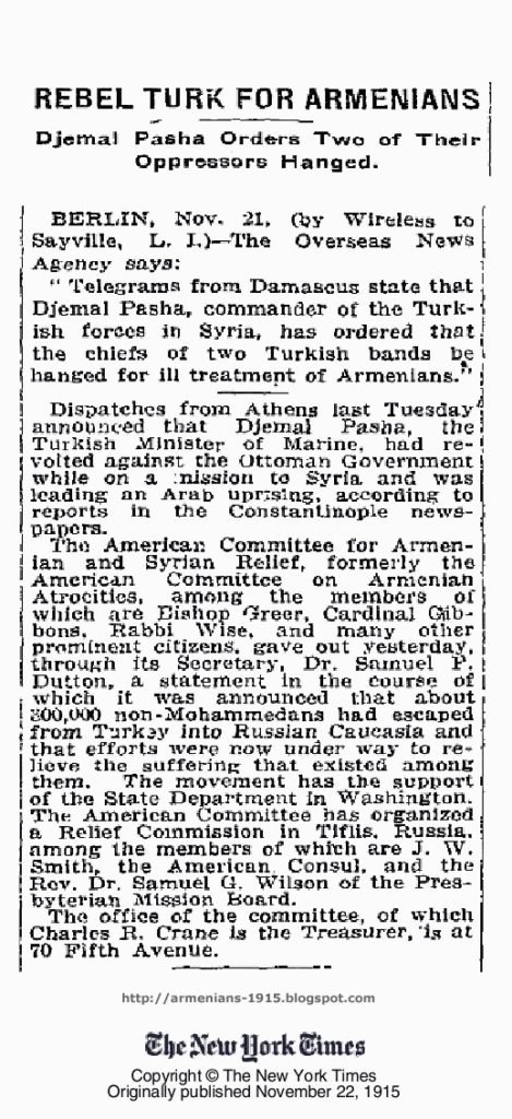 November 22 1915 Mon djemal pasha cemal pasa rebel turks hanged for armenians