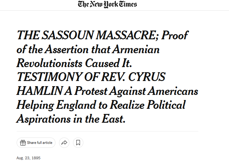 Sassoun MassacreProof Of Assertion that Armenian Revolutionists Caused It