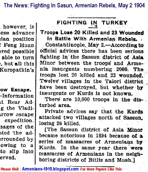 The News Fighting In Sasun Armenian Rebels May 2 1904