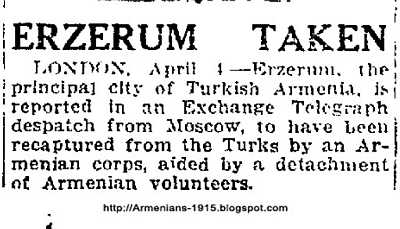 The Oakland Tribune 1918 April 4 Erzerum Taken From Turks By Armenian Corps Aided By Detachment Of Armenian Volunteers