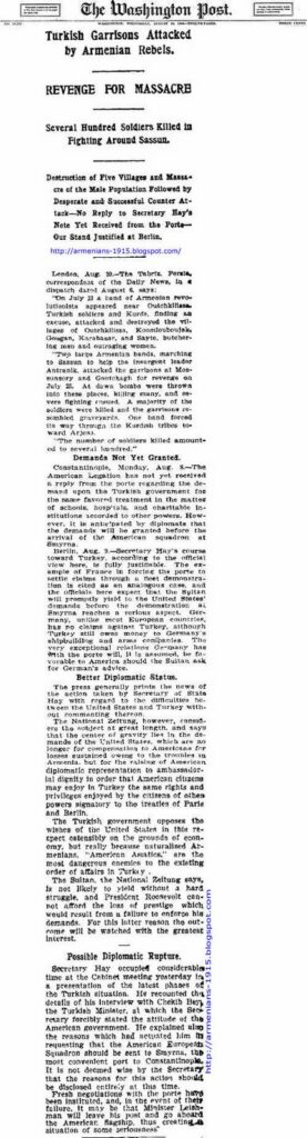 Turkish Garrisons Attacked by Armenian Rebels The Washington Post 10 Aug 1904