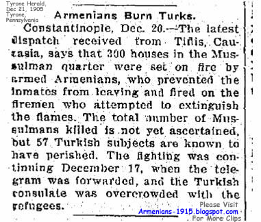 Tyrone Herald Tyrone Pennsylvania 21 Dec 1905 Armenians Burn Turks Constantinople Tyrone Herald Pennsylvania Dec 20 1905