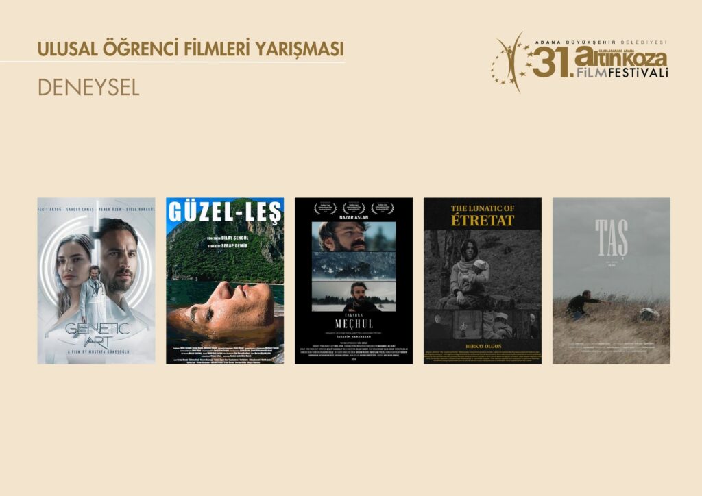 31. Uluslararası Adana Altın Koza Film Festivali'nin kısa film yarışmalarında finale kalan filmler açıklandı. Kısa filme verdiği özen ve değeri bu yıl da sürdüren festivalin Uluslararası Kısa Film Yarışması, Adana Kısa Film Yarışması ve Öğrenci Kısa Film Yarışması'nda toplam 51 kısa film, jüri karşısına çıkacak. - AdanaFF 2024 Ulusal Ogrenci Filmleri Yarismasi Deneysel