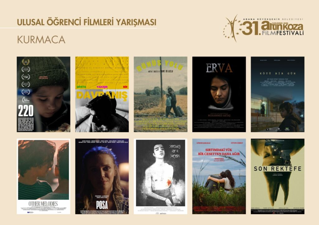 31. Uluslararası Adana Altın Koza Film Festivali'nin kısa film yarışmalarında finale kalan filmler açıklandı. Kısa filme verdiği özen ve değeri bu yıl da sürdüren festivalin Uluslararası Kısa Film Yarışması, Adana Kısa Film Yarışması ve Öğrenci Kısa Film Yarışması'nda toplam 51 kısa film, jüri karşısına çıkacak. - AdanaFF 2024 Ulusal Ogrenci Filmleri Yarismasi Kurmaca