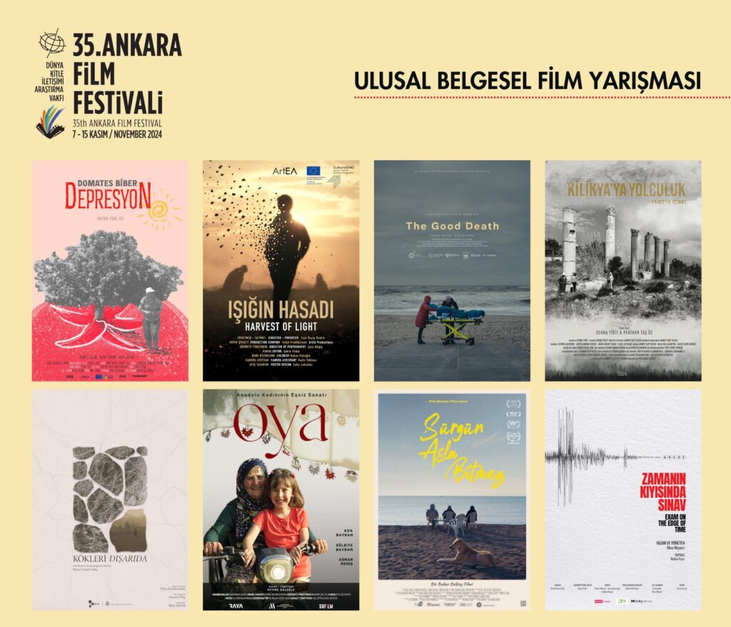 7-15 Kasım tarihlerinde gerçekleşecek 35. Ankara Film Festivali'nin Ulusal Belgesel Film Yarışması'nın finalistleri açıklandı. Bu yıl 87 filmin başvurduğu yarışmada 8 film, Nihan Gider Işıkman, Ulaş Tosun ve Berna Gençalp'ten oluşan jürinin karşısına çıkacak. - AnkaraFF 2024 Ulusal Belgesel Film Yarismasi Finalistler