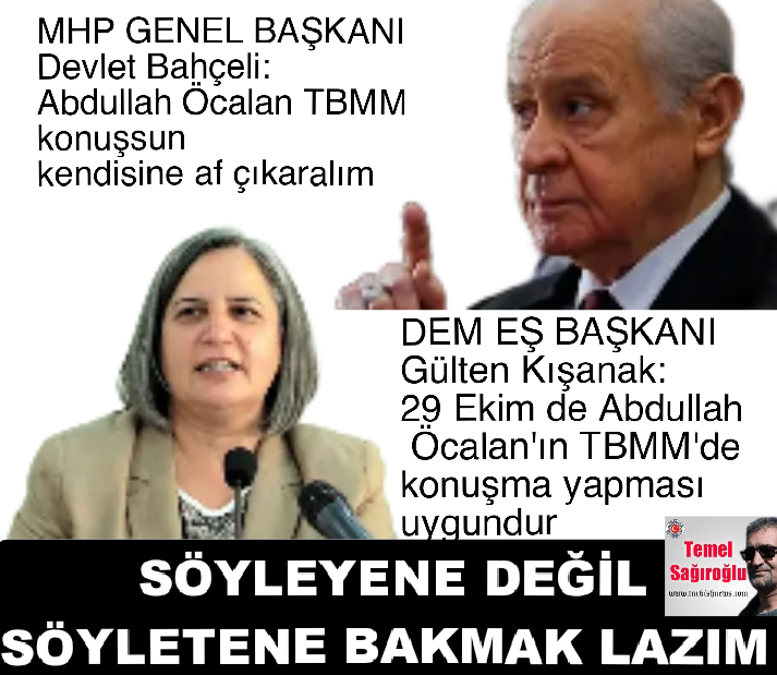 Dün meydanlarda Abdullah Öcalan asılsın diye ip atan Devlet Bahçeli bugün Abdullah Öcalan'a af teklif ediyor.Bununla da yetinmeyip gelsin Türkiye Büyük Millet Meclisinde konuşsun diyor. - magicut 17296655924342