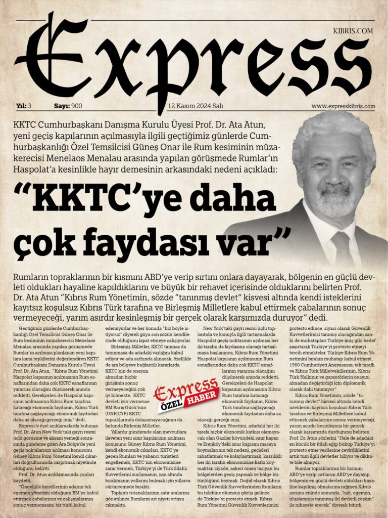 SINIR KAPILARI AÇILMASI KONUSU: - 11.12.24 ATA ATUN Express Gazetesi MANSET